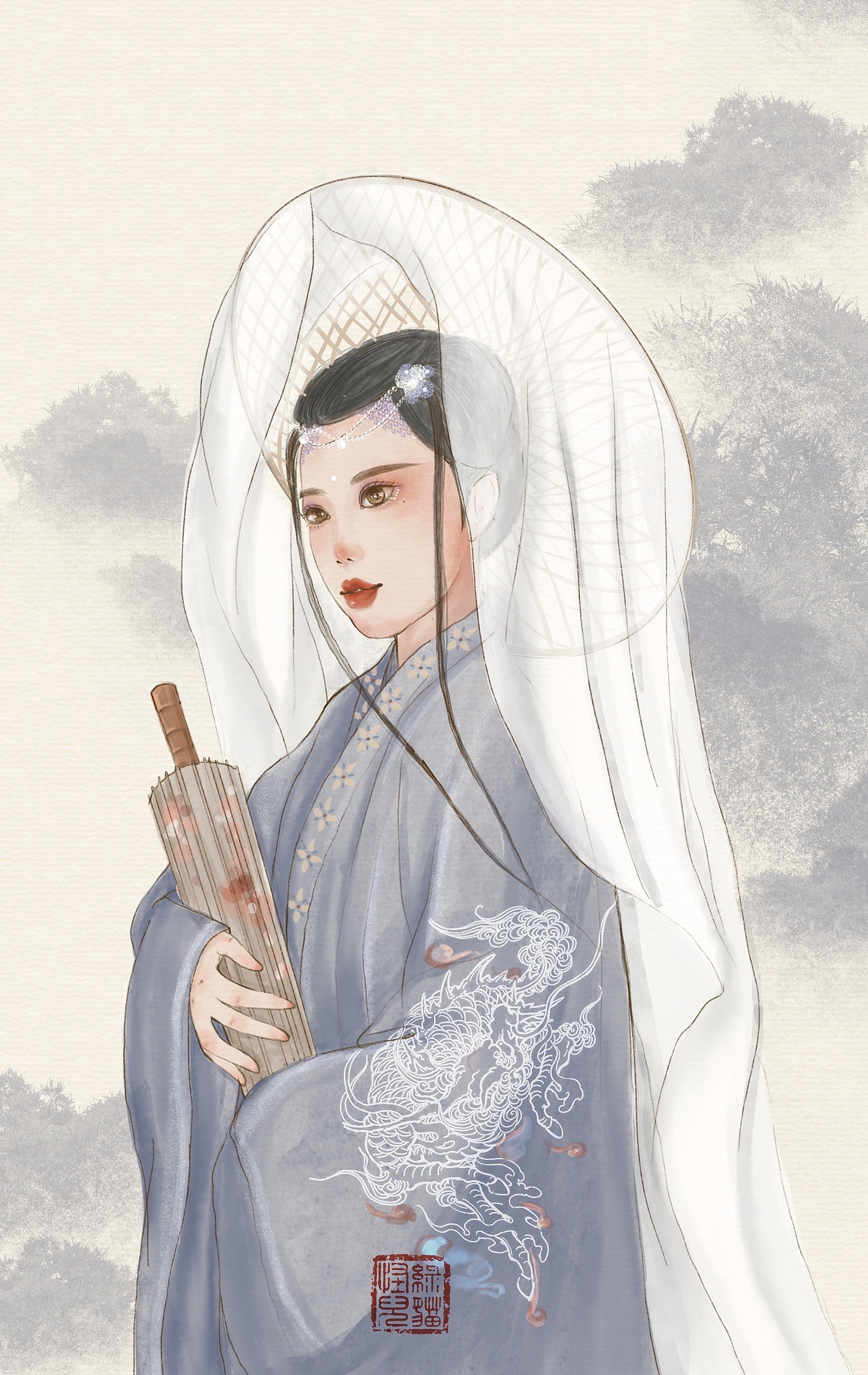 古风水彩插画练习（图ZMjkyMzcyNjM2） - 创作习作 - 站酷设计师岛上有个美少年原创素材 - 站酷ZCOOL