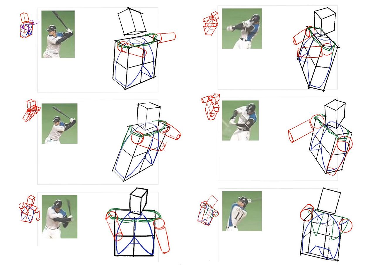 手臂结构拆解线稿