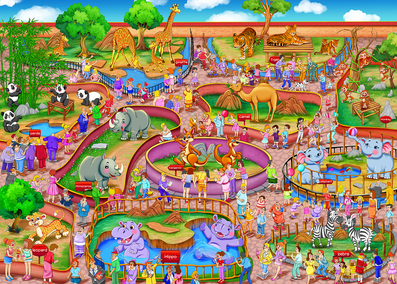 卡通版动物园（图ZMjgzMDc2OTE2） - 商业插画 - 站酷设计师古西彦原创素材 - 站酷ZCOOL