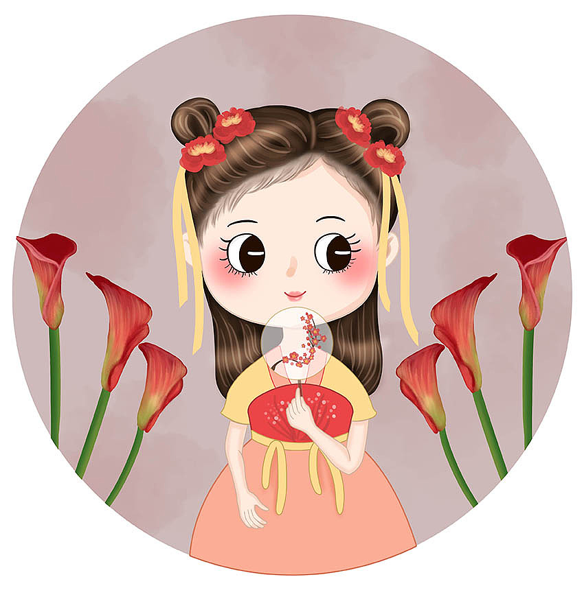 卡通q版汉服女孩