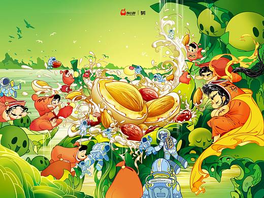 《奶枣星球大冒险》——巴旦木奶酪枣视觉主KV插画设计