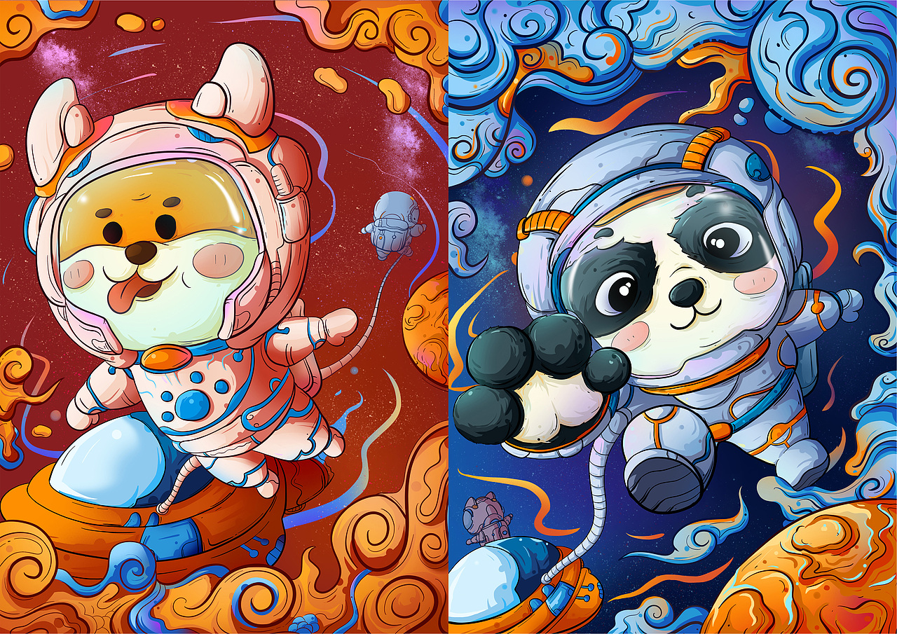 熊猫、狗子宇航员