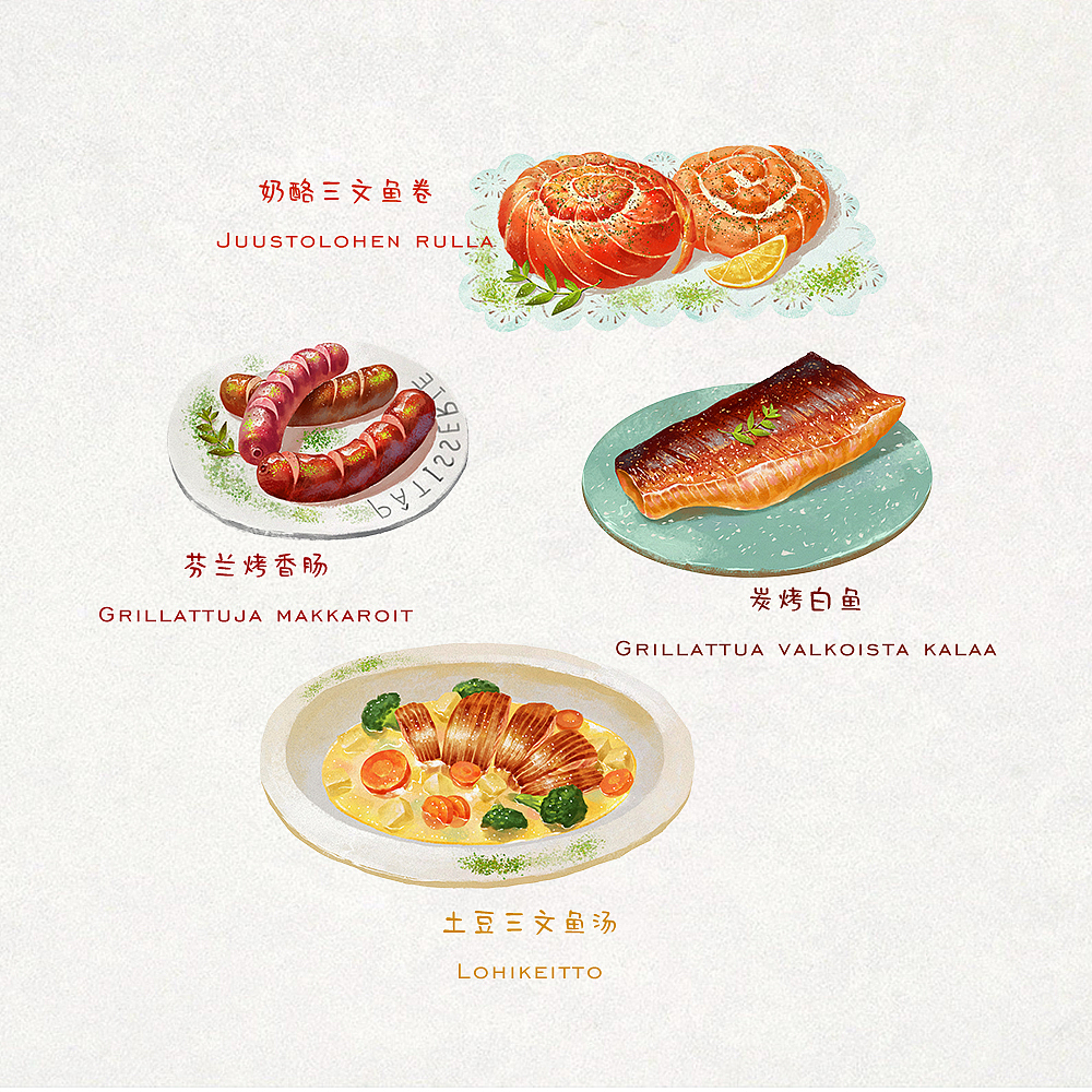 芬兰美食插画创作