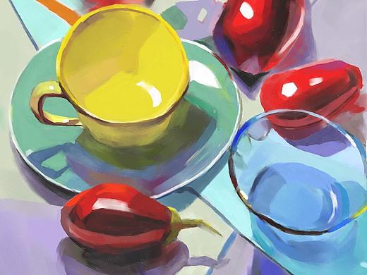 插画临摹-咖啡杯 水果（个人主页-ZNDI4ODA0NDg=） - 创作习作 - 站酷设计师AmandaDing原创素材 - 站酷ZCOOL