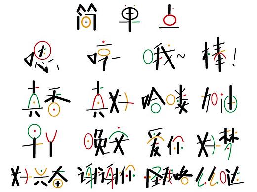 【汉字简单点】微信表情包（个人主页-ZNDcyNzEwNjQ=） - 字体/字形 - 站酷设计师丸子玩字原创素材 - 站酷ZCOOL