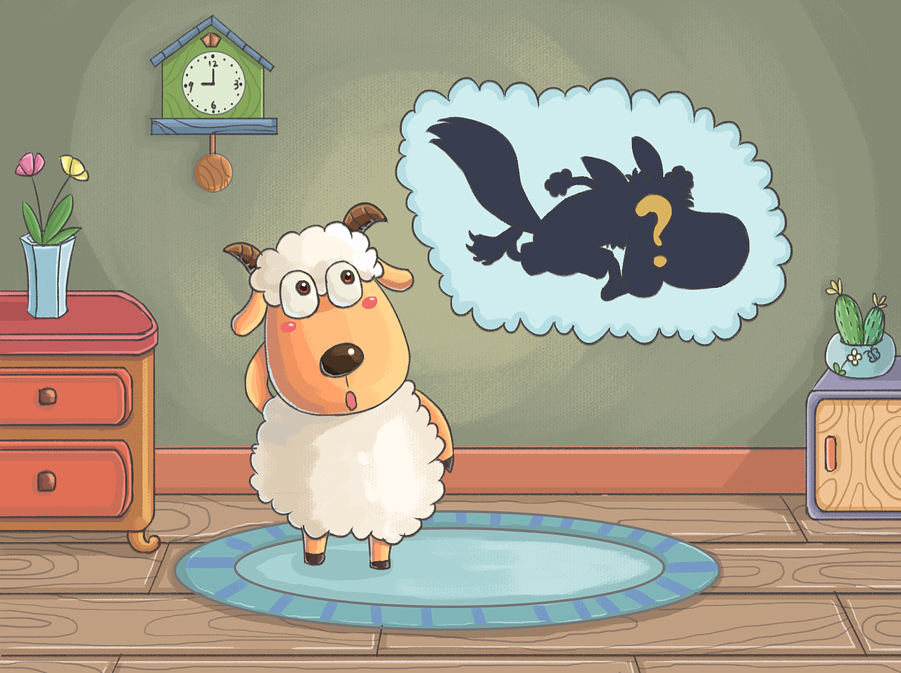 大灰狼的拜访（图ZMTM0NTY2MTAw） - 儿童插画 - 站酷设计师鑫鑫之火原创素材 - 站酷ZCOOL