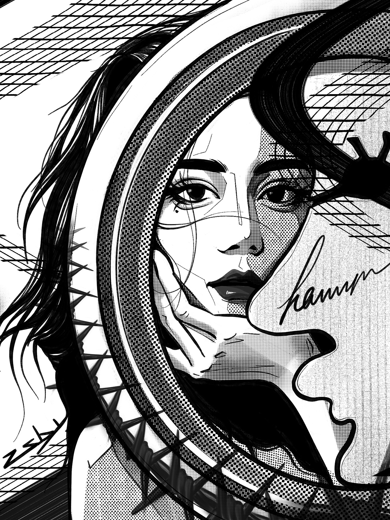 黑白复古漫画风 迪丽热巴
