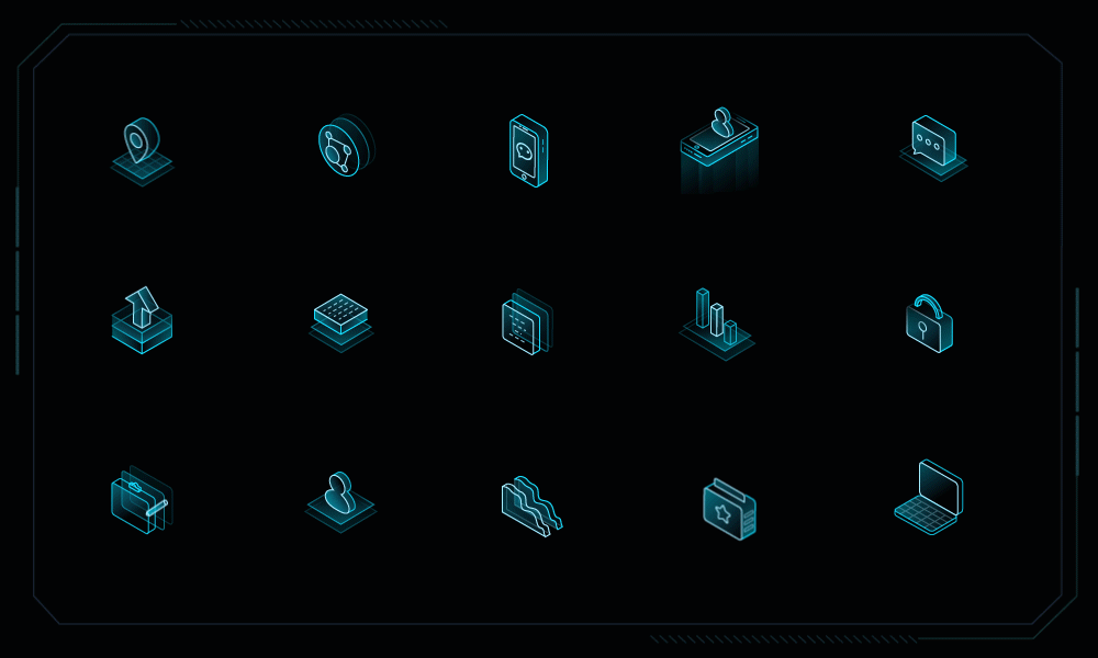 物联网科技风格2.5D动态图标设计