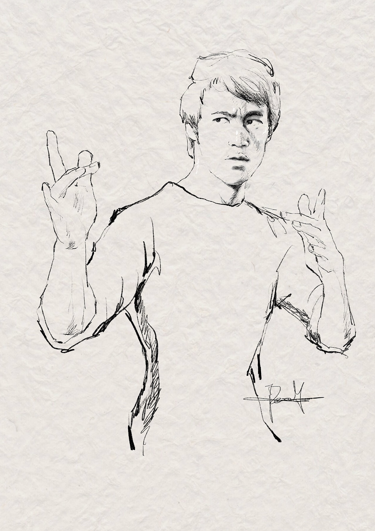 手绘李小龙brucelee