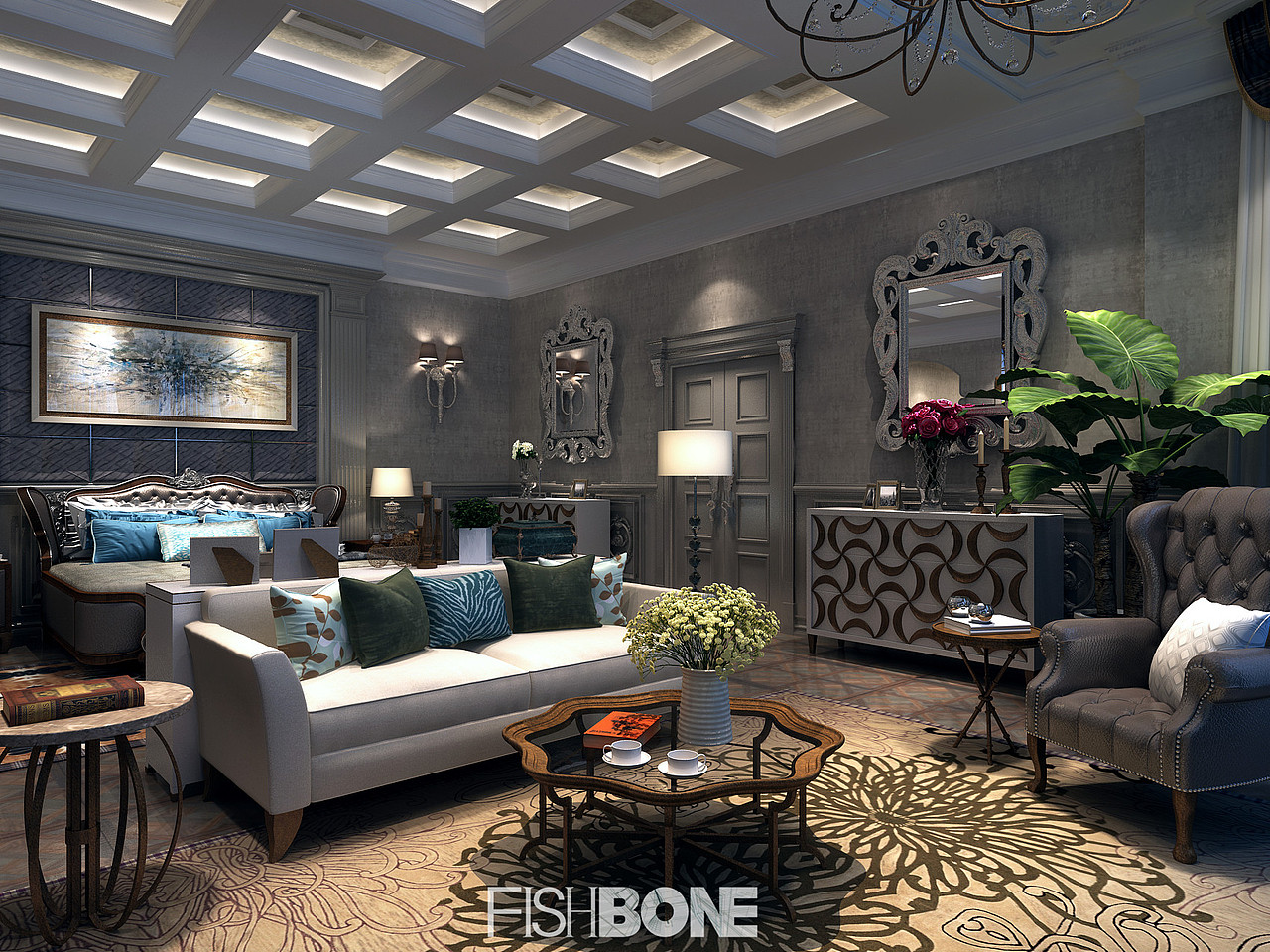 鱼骨设计-美式风格别墅（图ZMzgwMTk4NDg=） - 家装设计 - 站酷设计师鱼骨设计事务所原创素材 - 站酷ZCOOL