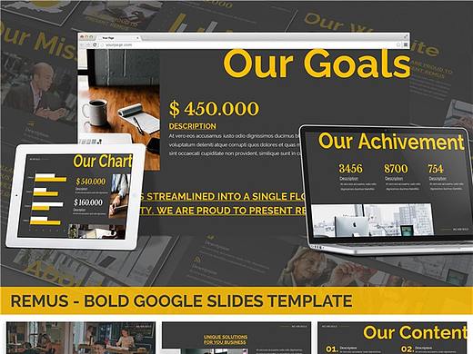 黄色简约数字展示股市分析商务ppt模板