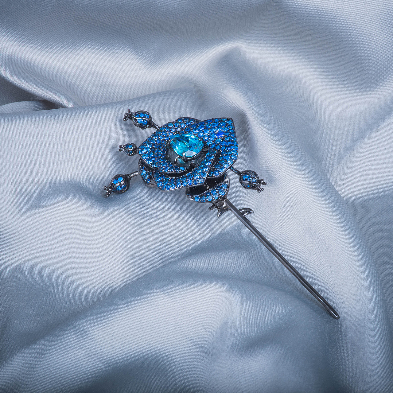 权力的游戏周边饰品冰与火之歌高庭小玫瑰蓝色纯银胸针