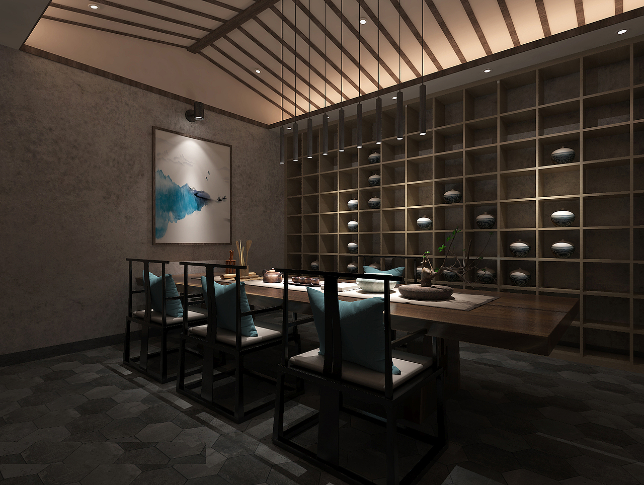 灵动的光影在宁静自然的空间中跳跃,袅袅热气的茶香平慰人心的波动,简约却不失氛围,让禅意氤氲心中。