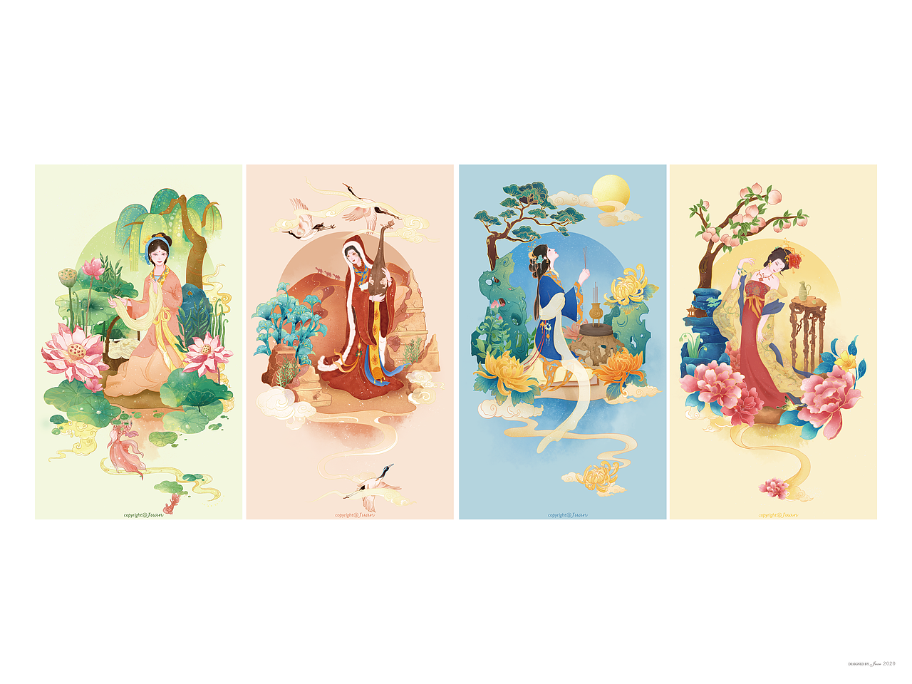 古风插画之四大美女（图ZMjIzMzQxOTY0） - 创作习作 - 站酷设计师尼古拉斯卷卷原创素材 - 站酷ZCOOL