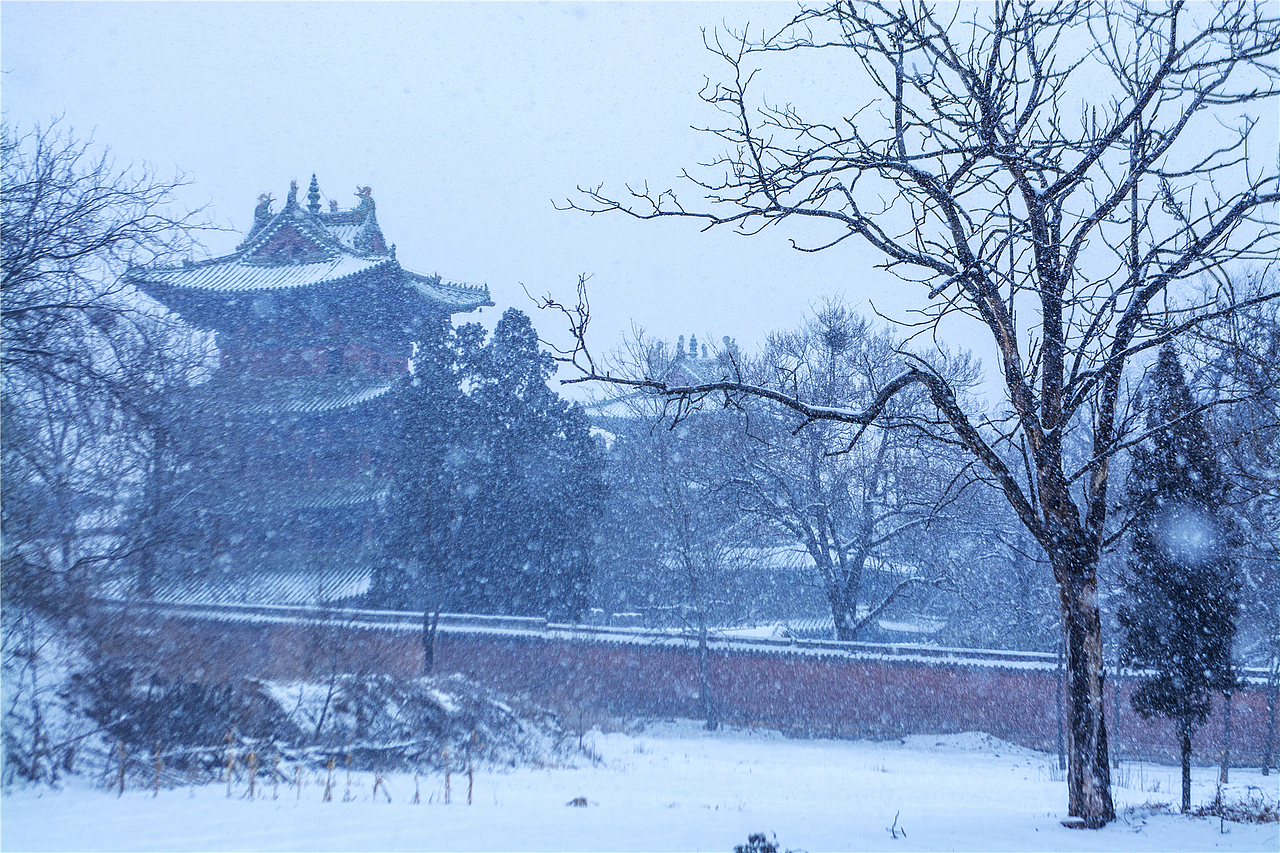 世界文化遗产:河南嵩山少林寺的雪
