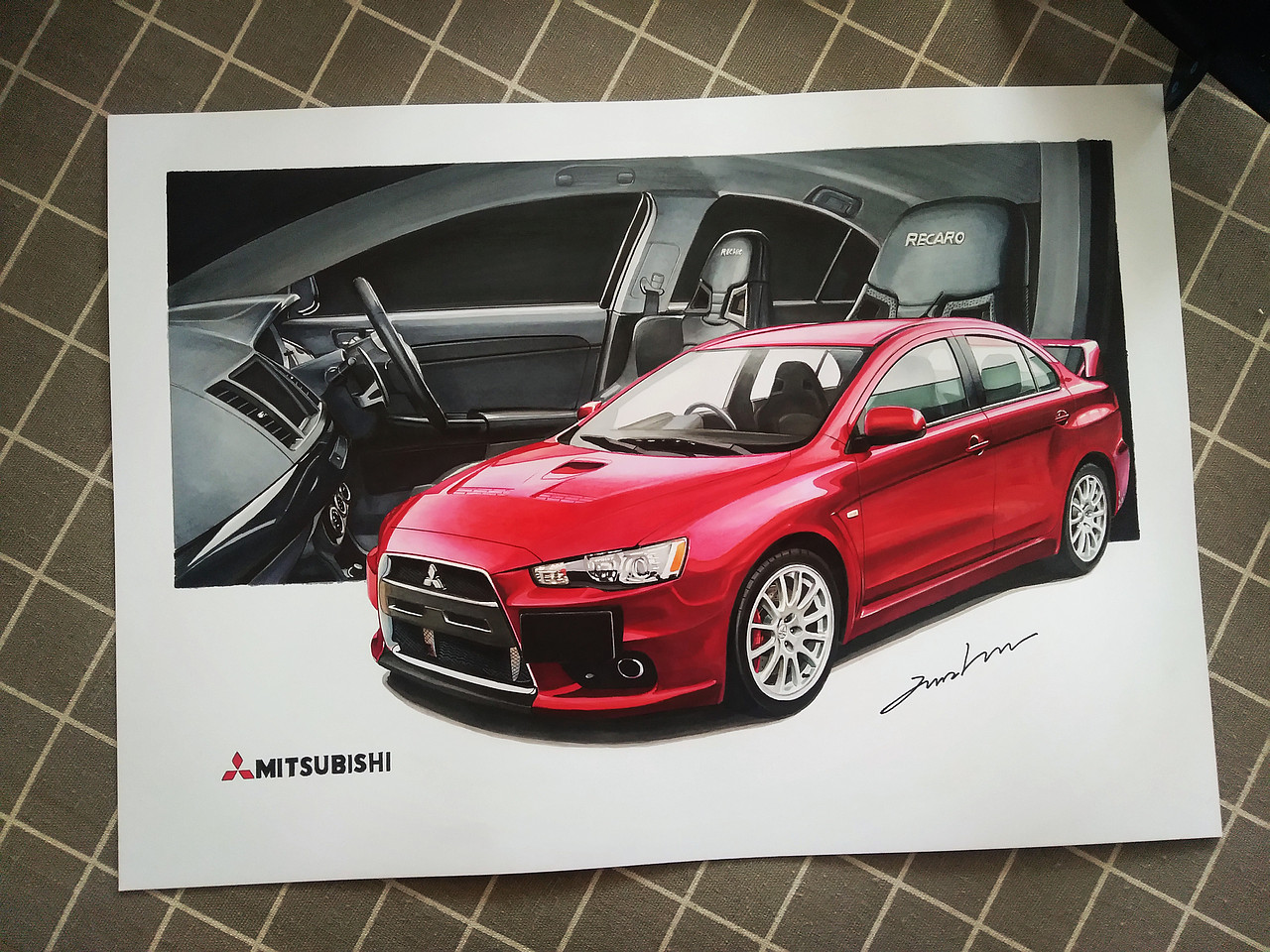 马克笔汽车手绘mitsubishievo