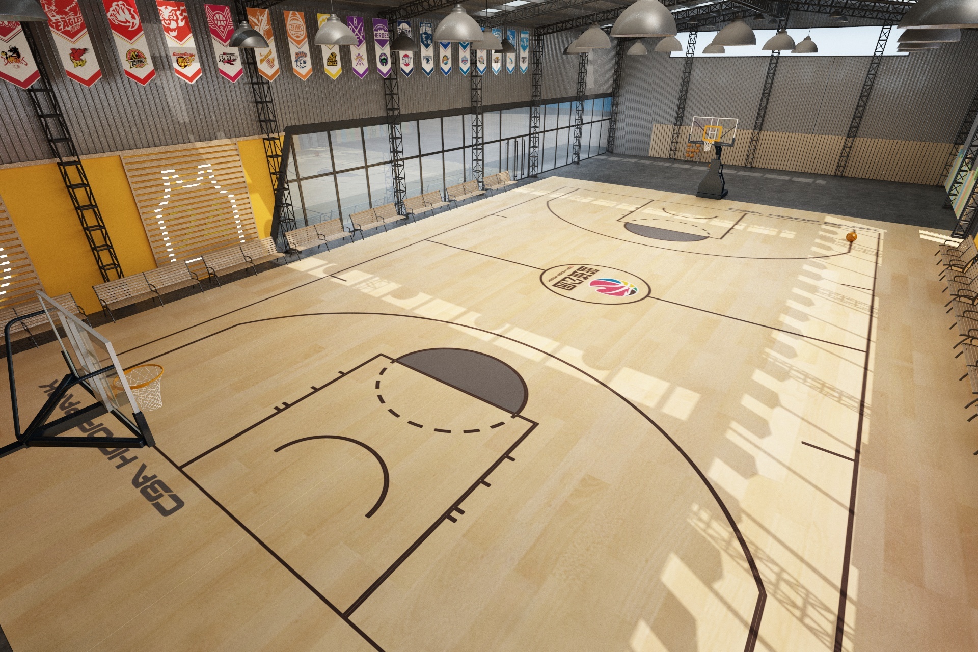 篮球公园3d渲染设计