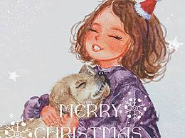 圣誕主題水彩頭像