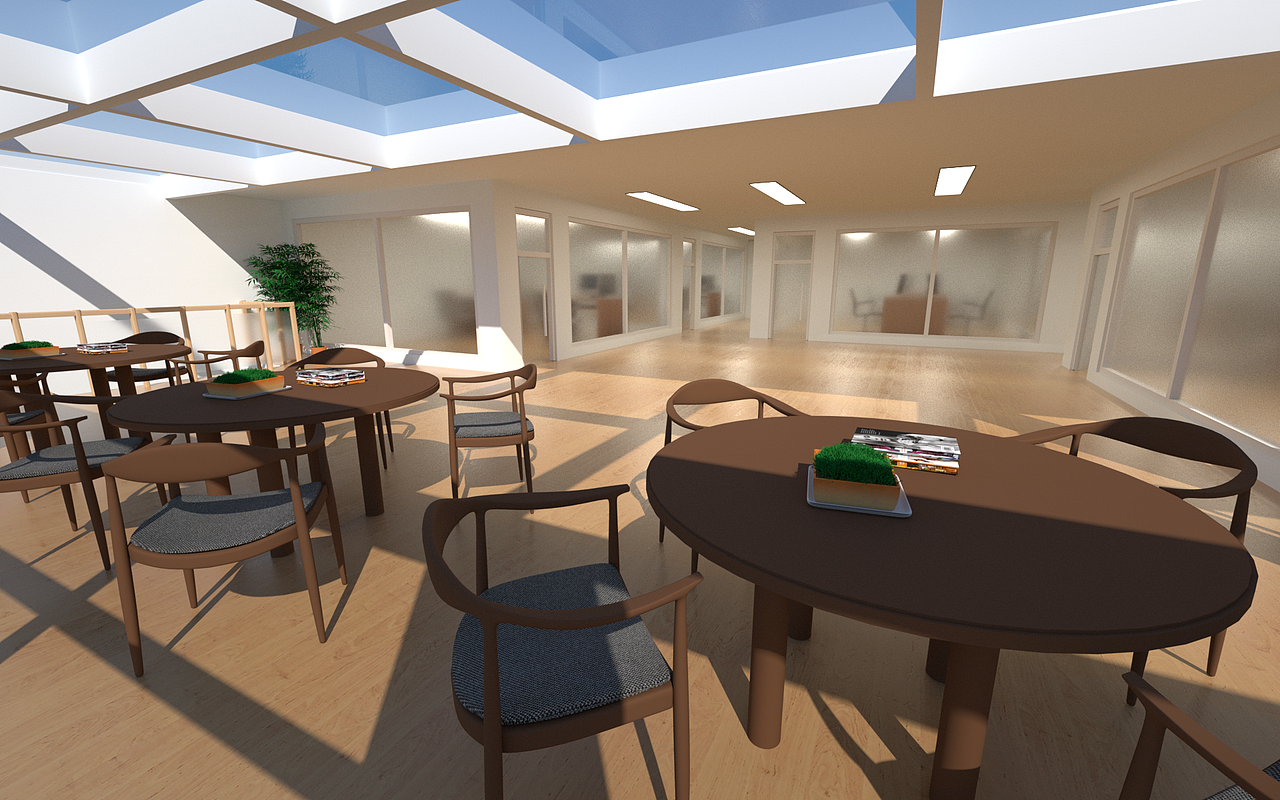 服务中心两层钢结构办公区规划提案效果图