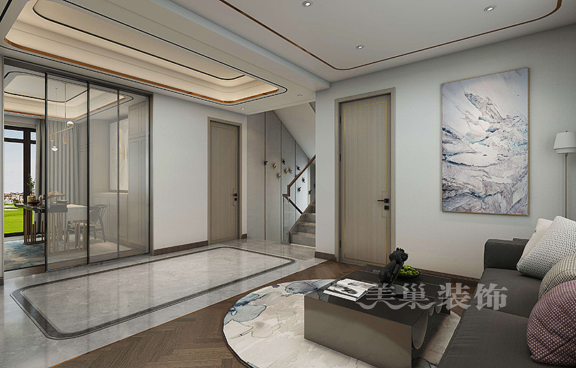 郑州530平新中式自建别墅，客厅+餐厅布局通透有格调（图ZMTk3ODQxOTYw） - 家装设计 - 站酷设计师美巢装饰花园路店原创素材 - 站酷ZCOOL