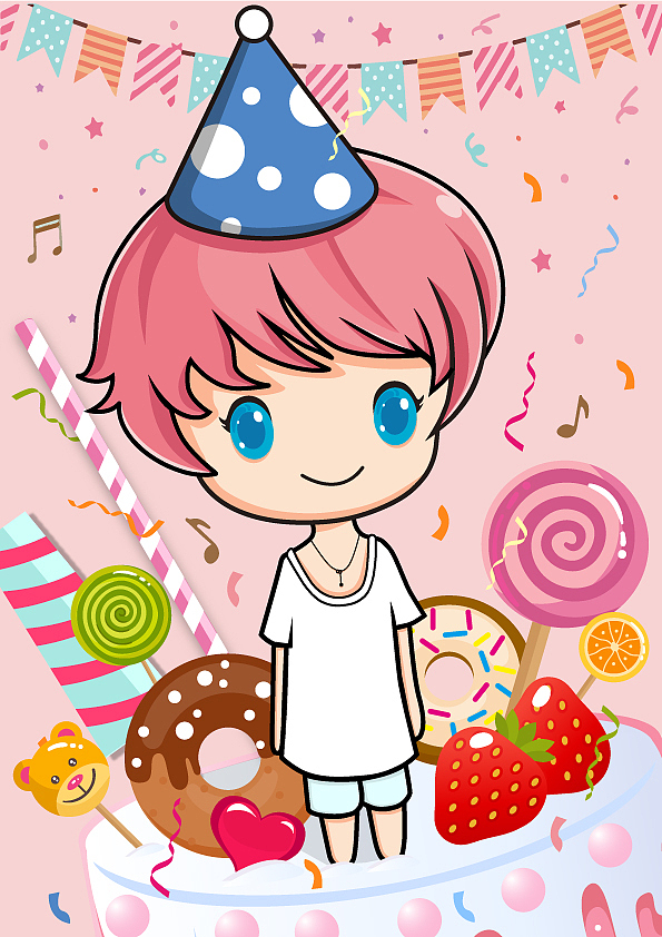 Q版插画练习Happy Birthday