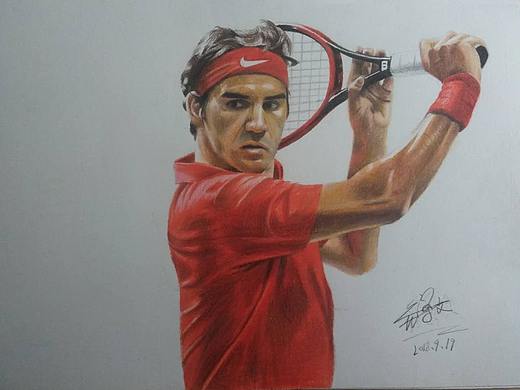 彩铅写实绘画-罗杰·费德勒（个人主页-ZMzc0NDY3NzI=） - 绘画 - 站酷设计师Makemorethan原创素材 - 站酷ZCOOL