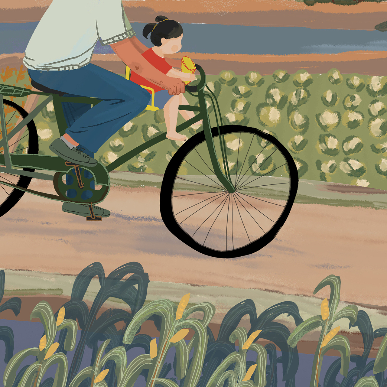 单车 家乡 爷爷和我（图ZMjU5NDcwODA4） - 艺术插画 - 站酷设计师DALIZ达丽子原创素材 - 站酷ZCOOL