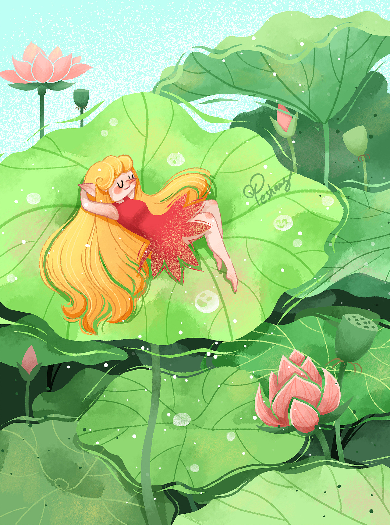 夏至（图ZMTY0NTcyMjI4） - 儿童插画 - 站酷设计师葉上原创素材 - 站酷ZCOOL