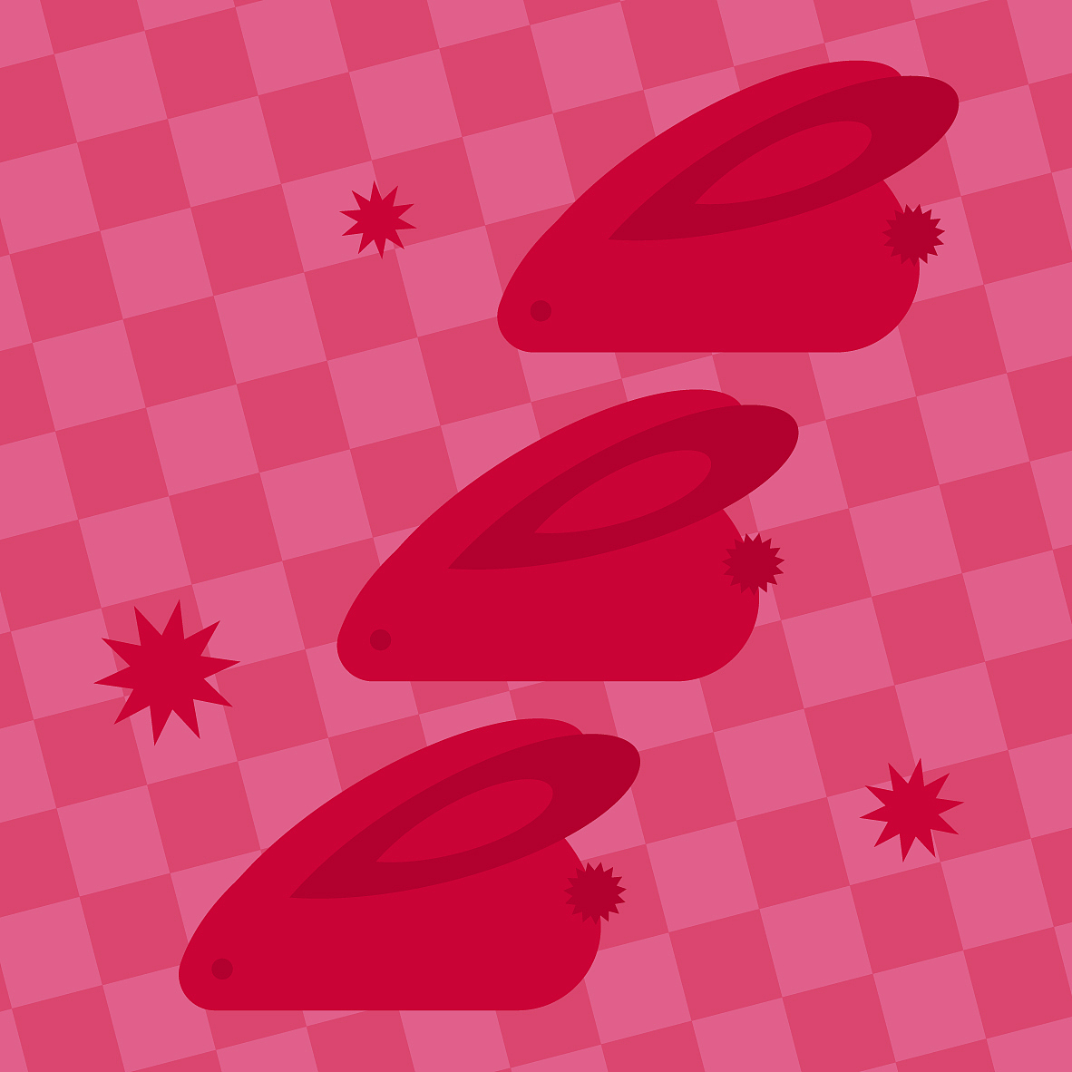 兔年的图形风兔兔插画