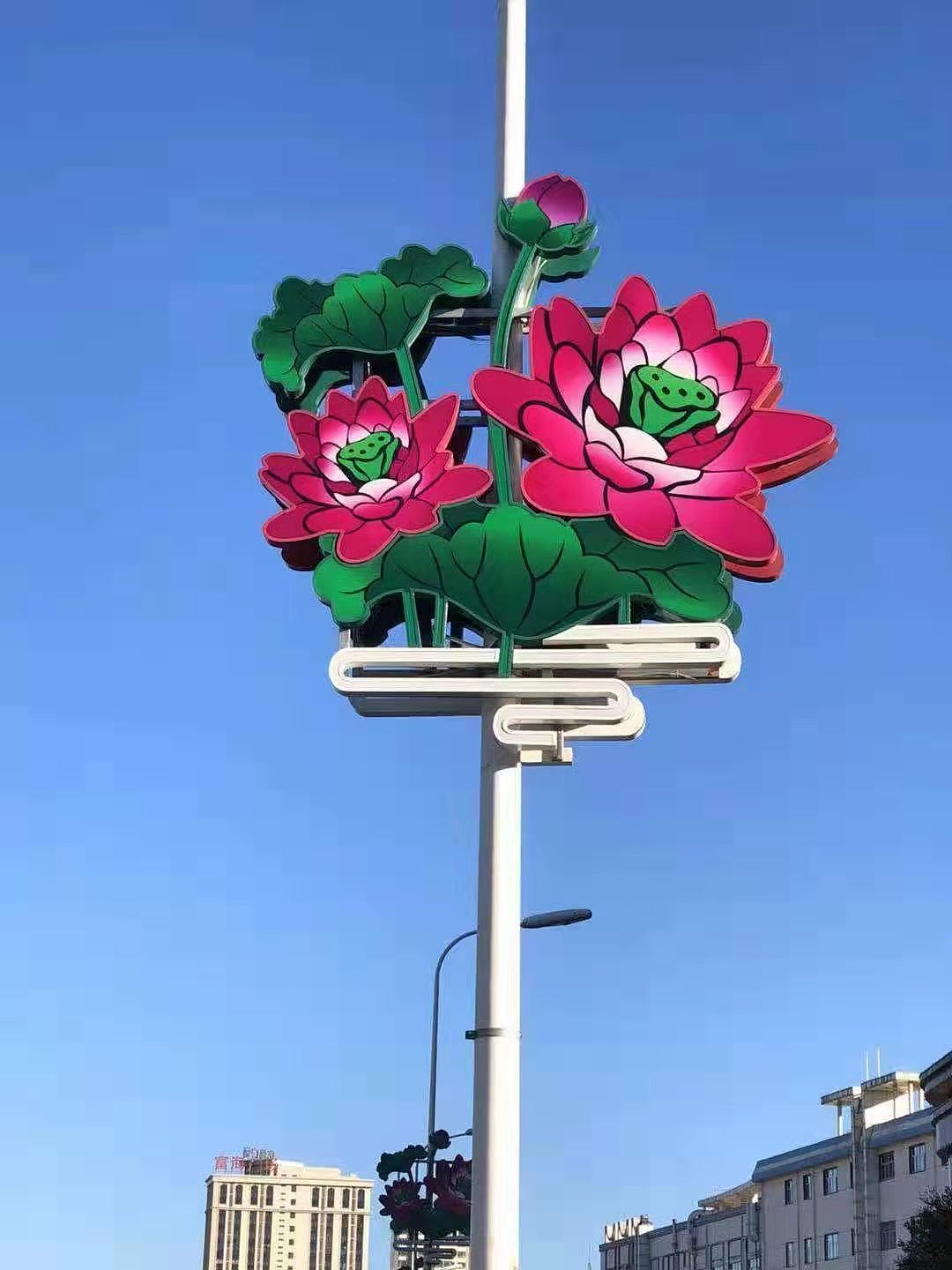 led灯杆造型荷花路灯装饰荷花灯路灯发光灯箱荷花