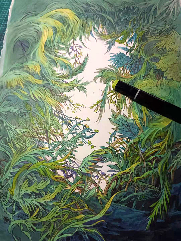 密园画集封面附手绘过程