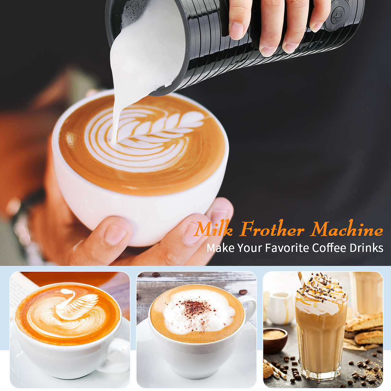 【防滑泡奶机-黑色】亚马逊精品主图|A+页