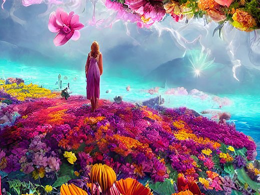 #AI创作实验室#花海,天堂,光芒