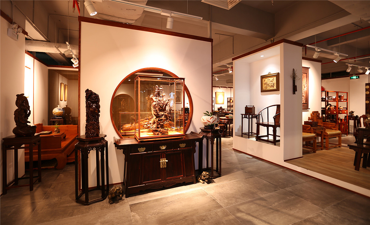 中式展厅设计 | 龍熙堂红木艺术展厅（图ZNTYxMDUxODQ=） - 家装设计 - 站酷设计师一心设计李健原创素材 - 站酷ZCOOL