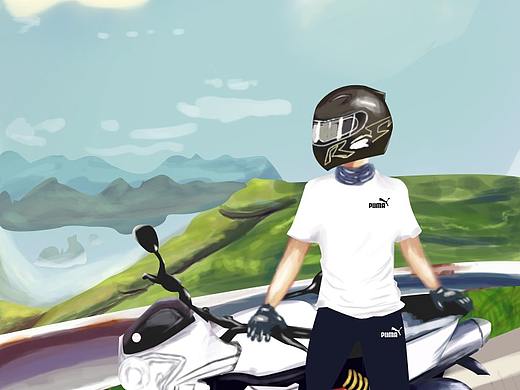 插画摩托