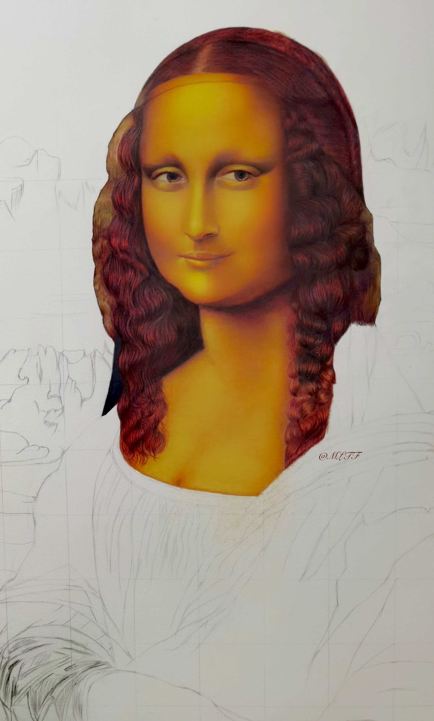 纯彩铅《蒙娜丽莎的微笑》|纯艺术|绘画|一公子 - 临摹作品 - 站酷