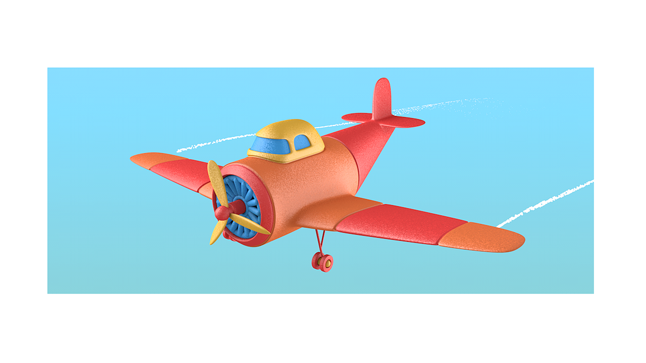 C4D动态玩具飞机模型