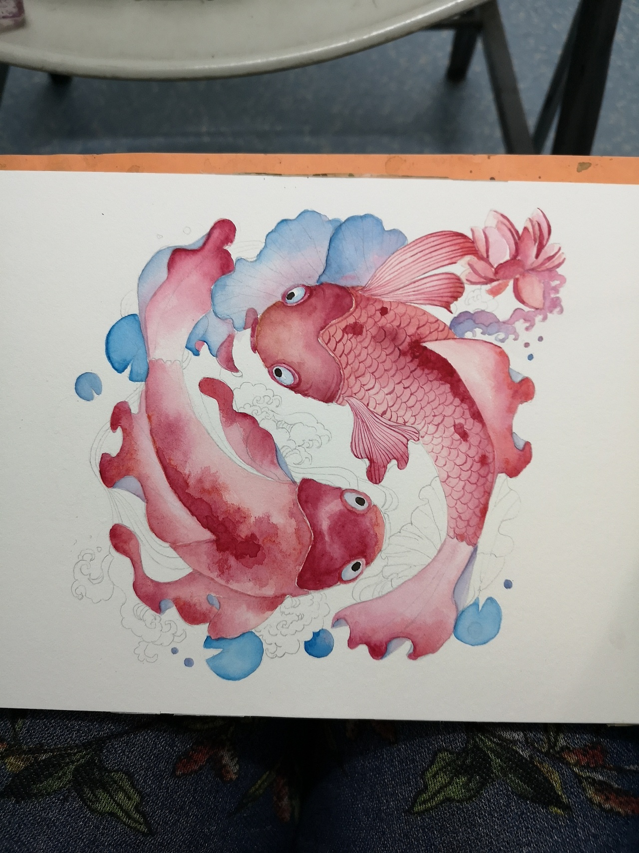水彩,锦鲤!