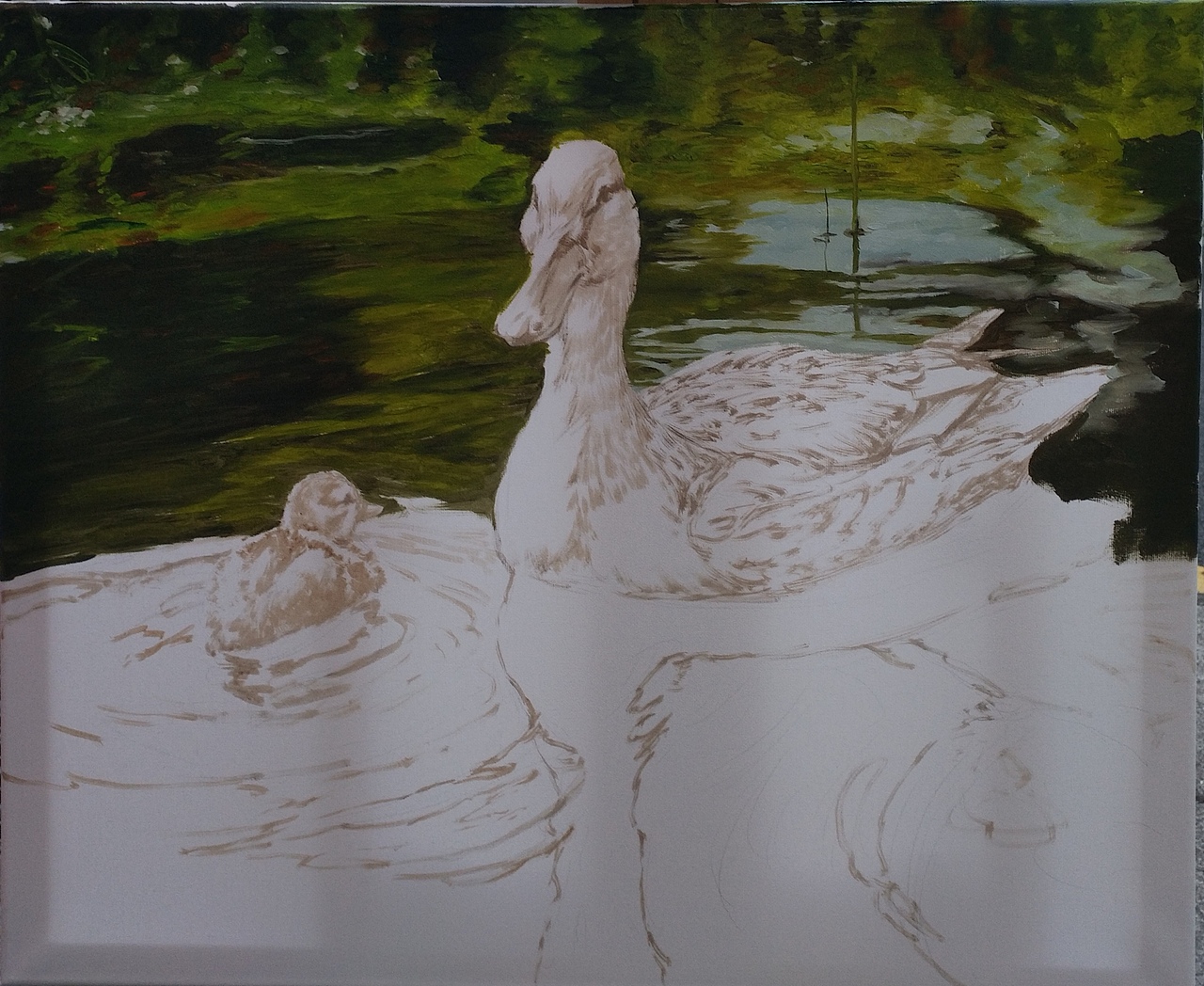 宠物画家刘诗洋油画作品《母子情深》