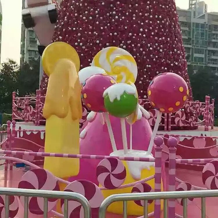 户外商业街美陈摆件定制玻璃钢糖果雕塑树脂纤维棒棒糖