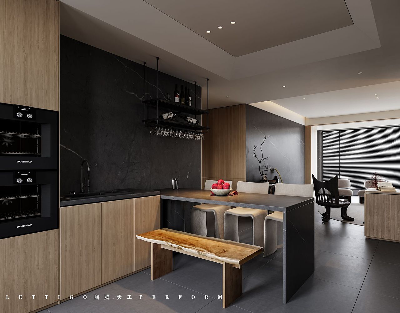 现代台式,高级感配色+木饰面,格调满满