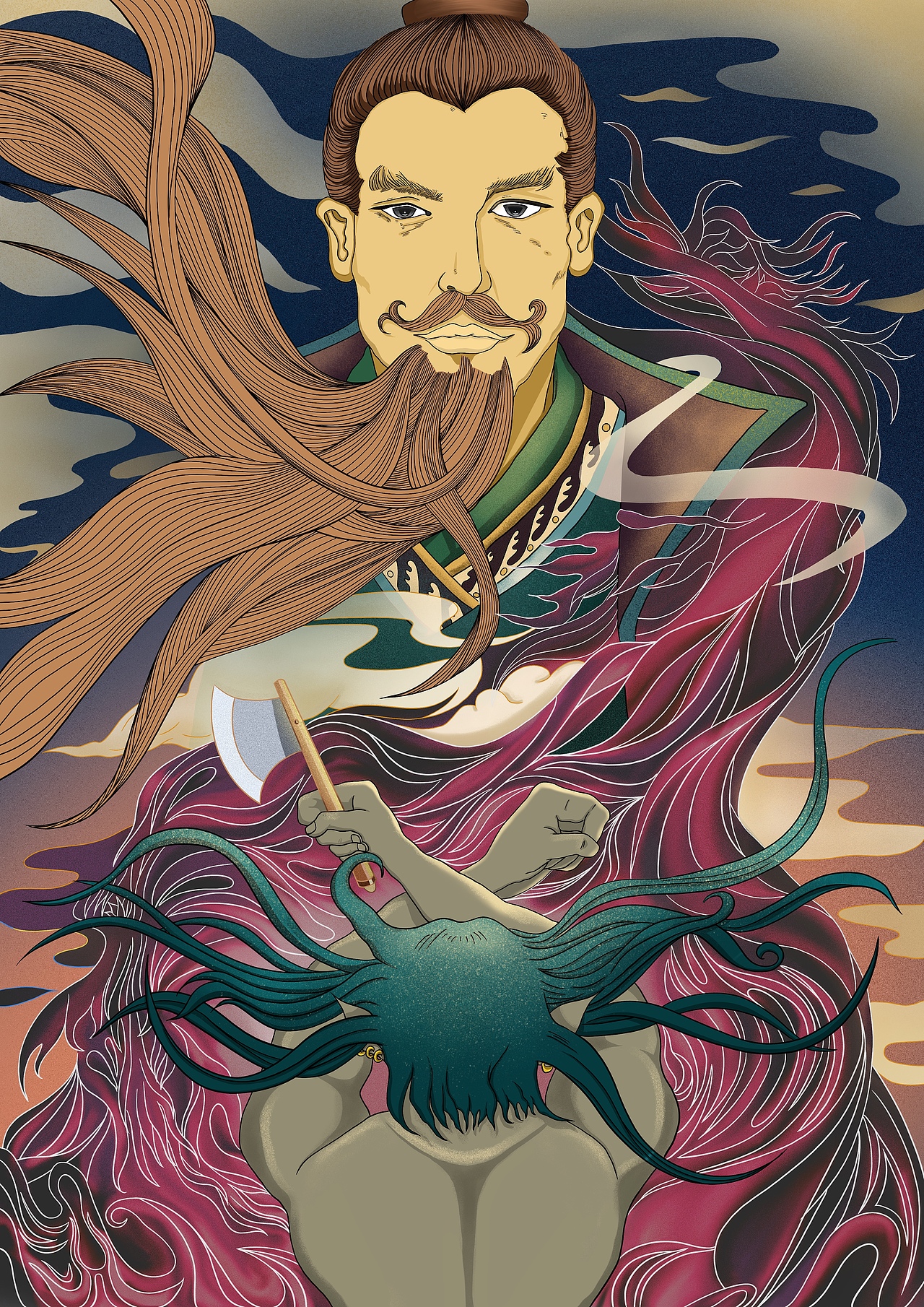 中国风神话故事插画绘本设计