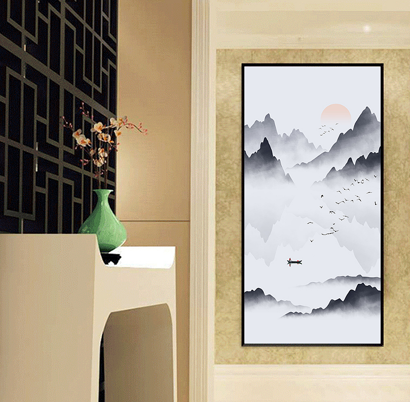 新中式玄关装饰画-中国风抽象意境手绘水墨山水画（图ZMTAzMjQ0NjY0） - 商业插画 - 站酷设计师都怪小吴是美工原创素材 - 站酷ZCOOL