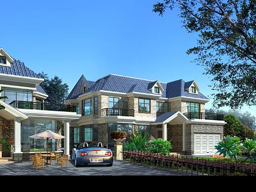 某别墅一整套建筑结构施工CAD施工图+效果图