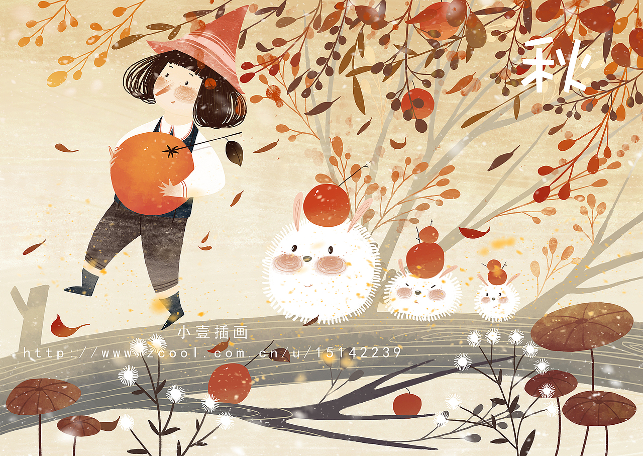 四季插画——春#夏#秋#冬