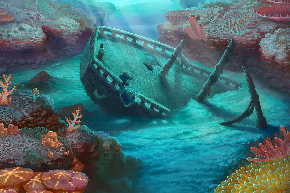 捕鱼场景原画|插画|游戏原画|原初引力波 - 原创作品 - 站酷 (zcool)