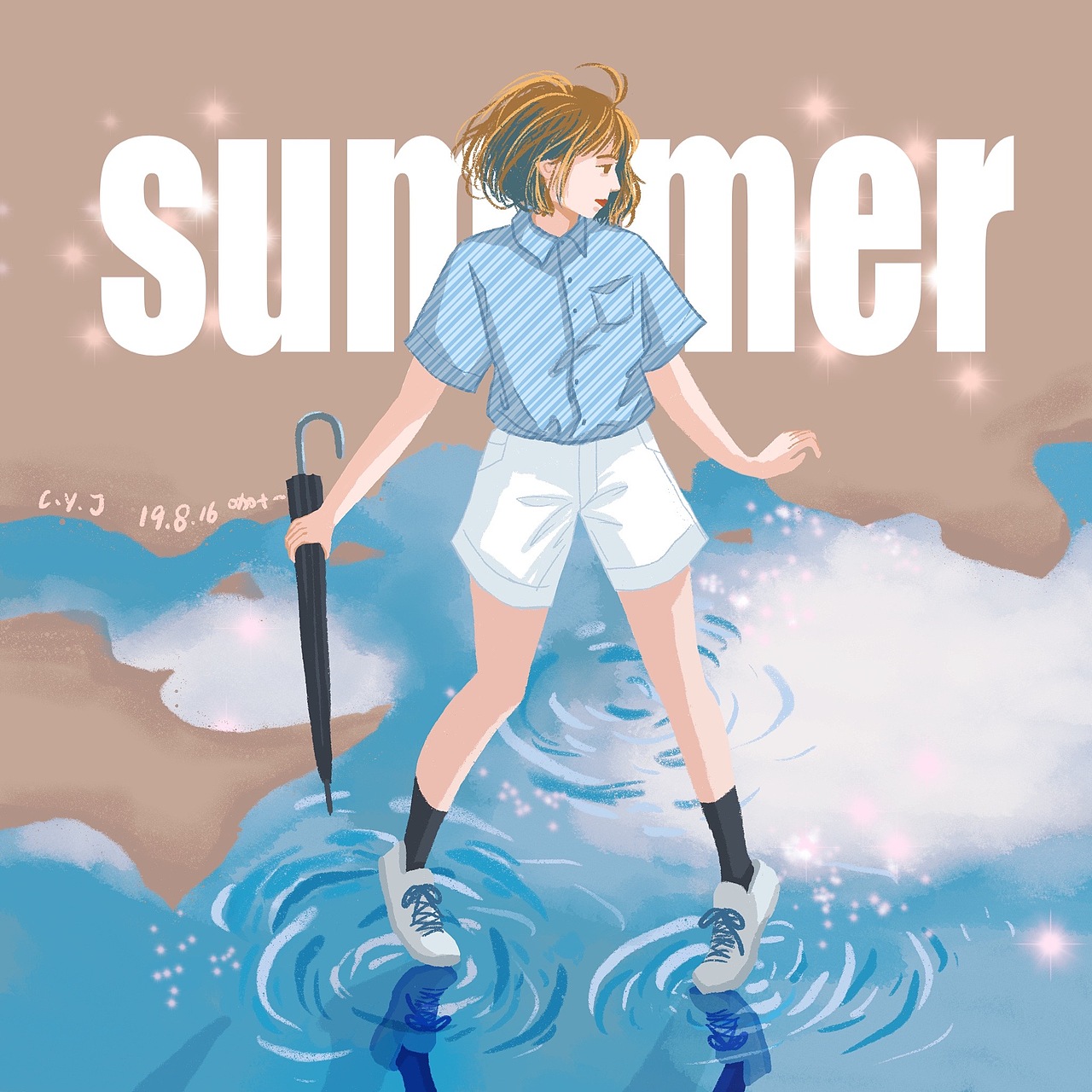 个人2019插画练习总结-少女的颜色