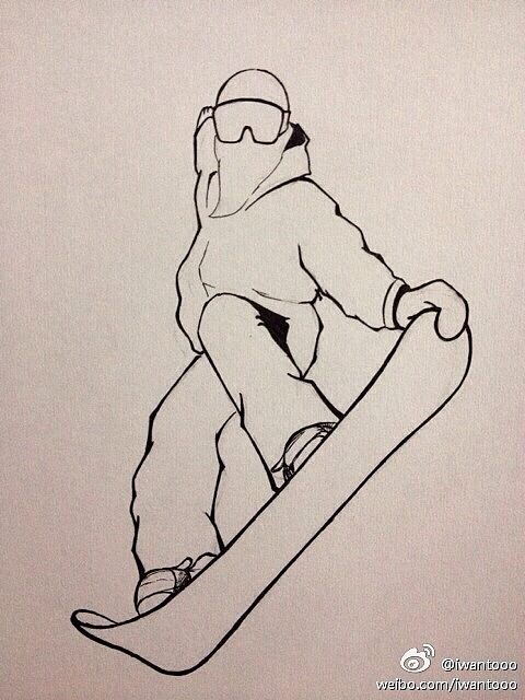 单板滑雪比赛简笔画图片