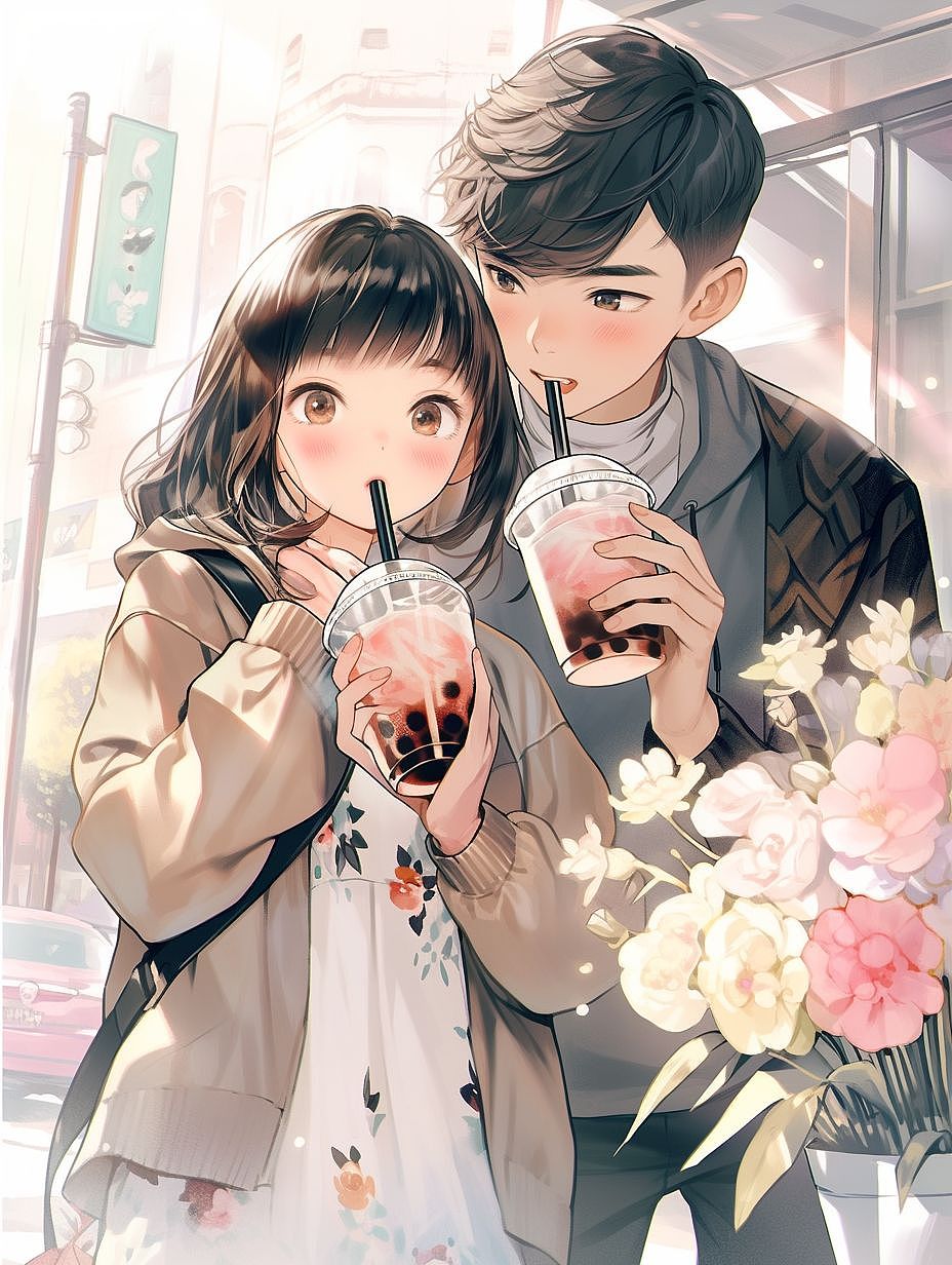 二次元奶茶店海报