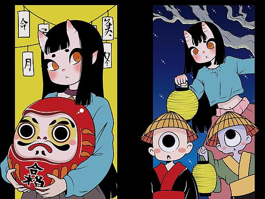 鬼怪少女-矢量AI插画练习